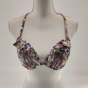 H&M Pushup Swim Suit Bikini Top Floral Print Size 36C